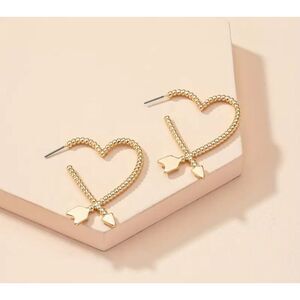 New In Packaging 1‎ Pair Dangling Floating Golden Zinc Alloy Heart